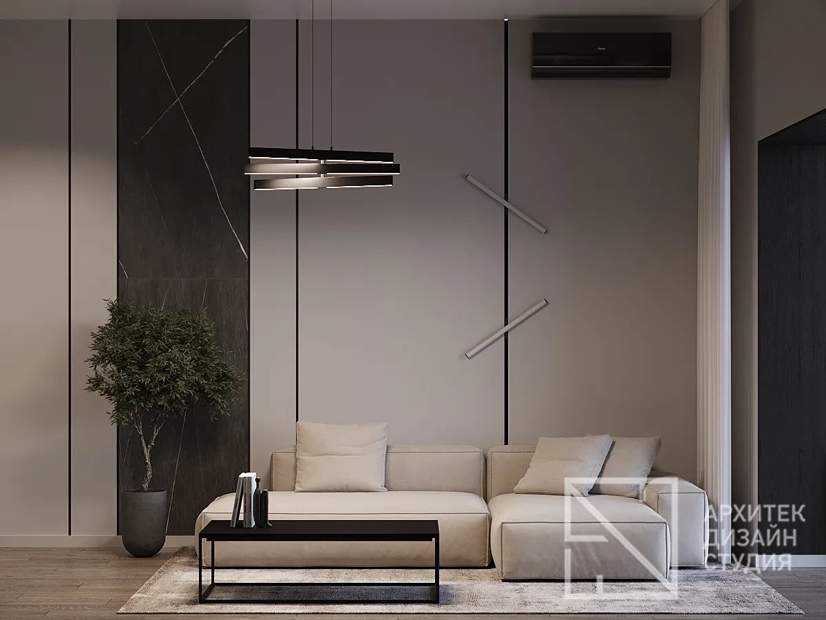 Дизайн интерьера квартиры в г. Красноярск по ул. Ладо Кецховели, 34 - Гостиная-кухня - Фото 2